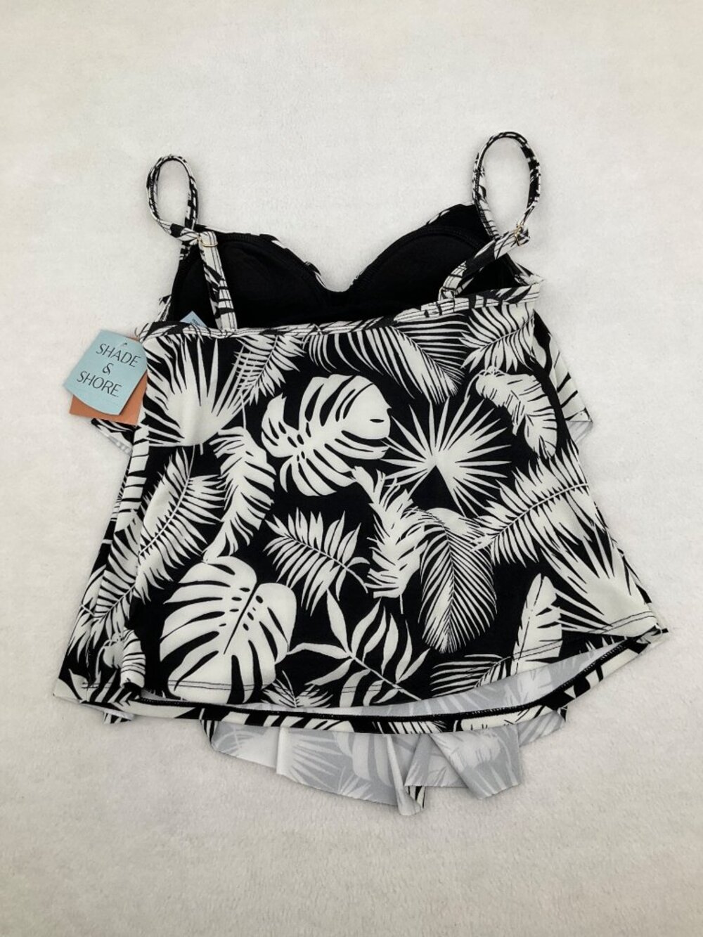 Shade & Shore size XS 0-2 Black & White Tropical Print Swim Tankini Top NEW - Picture 6 of 9